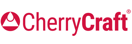 Logo CherryCraft Wortbildmarke Logo CherryCraft in Rot auf schwarzem Grund