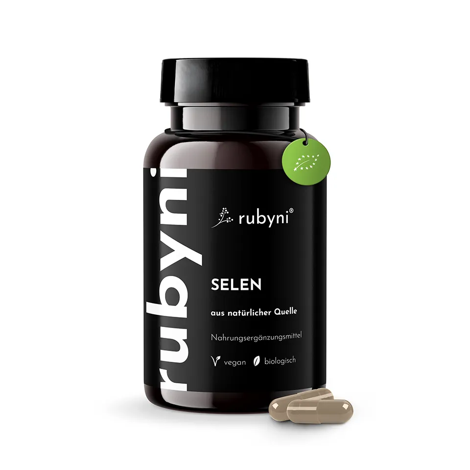 rubyni® Edelholunder im Glas mit dunkelrotem Etikett, Hinweis auf ElderCraft-Extrakt zur Unterstützung von Abwehrkräften und Immunsystem